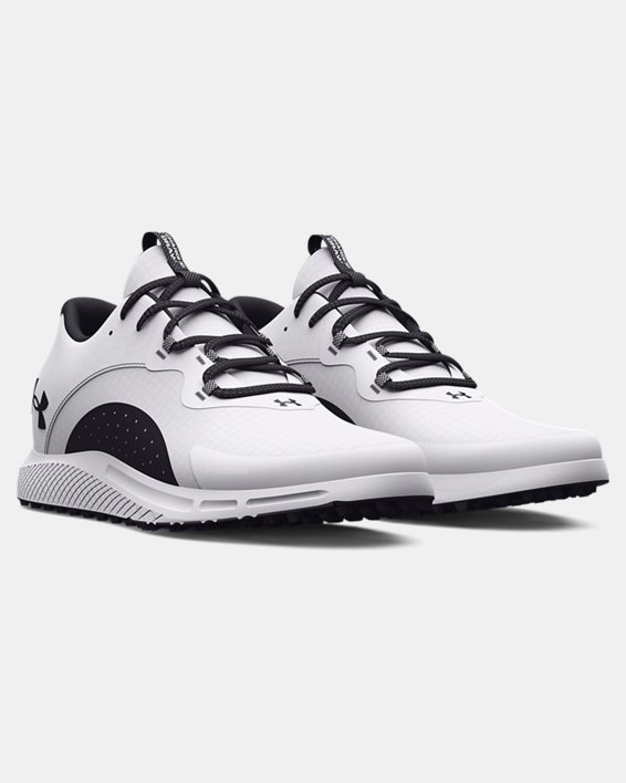 Men's UA Charged Draw 2 Spikeless Golf Shoes in White image number 3